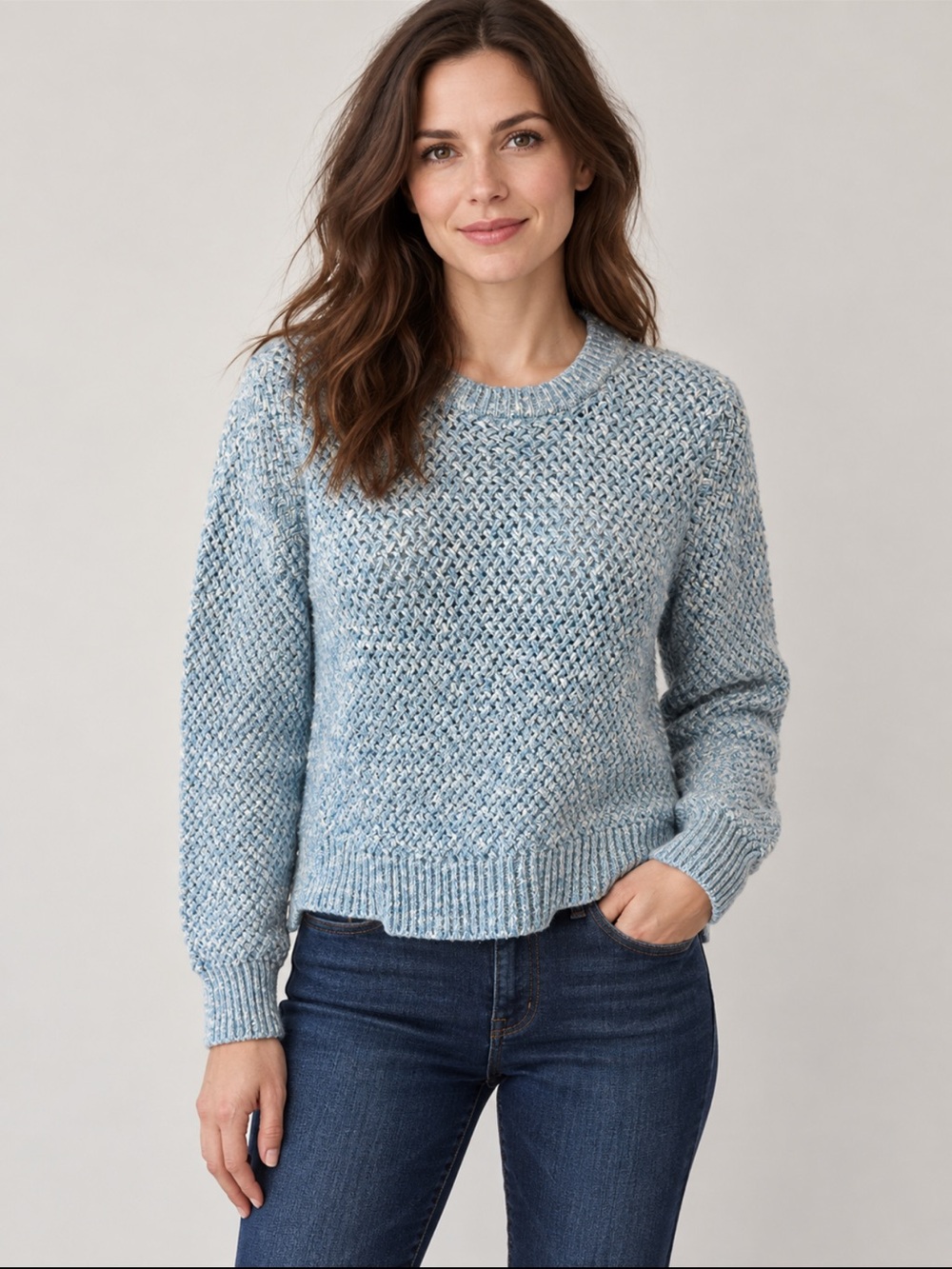 J. Crew Heathered Sky Blue Crewneck Sweater